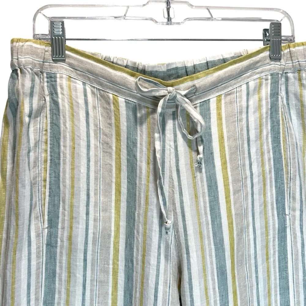 Coldwater Creek Multicolor Striped Linen Pull-on Pants - Size 12